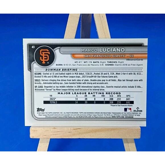 2024 Bowman Chrome - Marco Luciano #43 Mojo Refractor (RC) - Picture 7 of 7